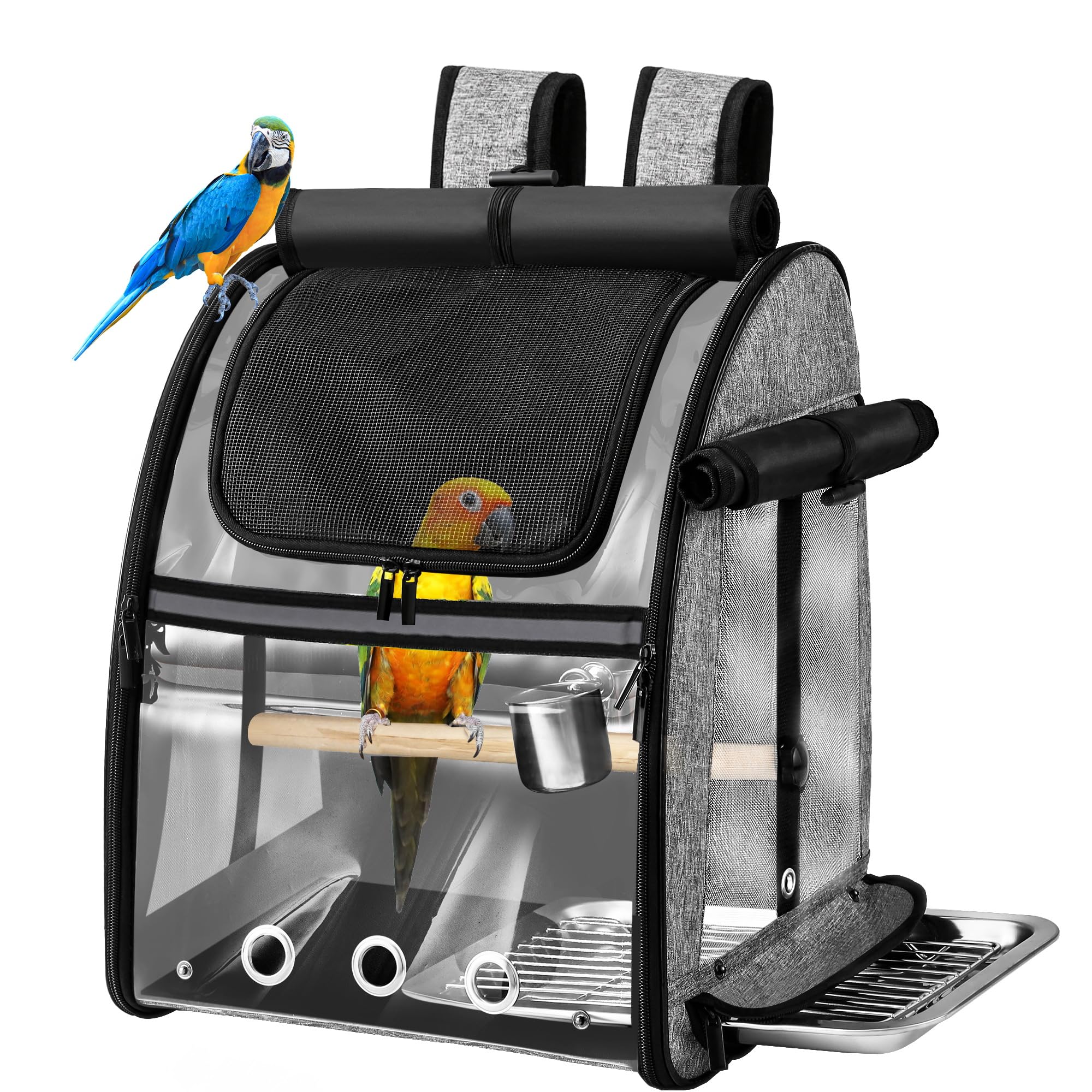 Photo 1 of SUERTREE Bird Carrier Bag with Indestructible Stainless Steel Mesh, Bird Travel Cage with Stand, Easy to Clean Backpack for Parrot, Portable Bird Travel Bag, Pet Transparent Breathable Travel Cage