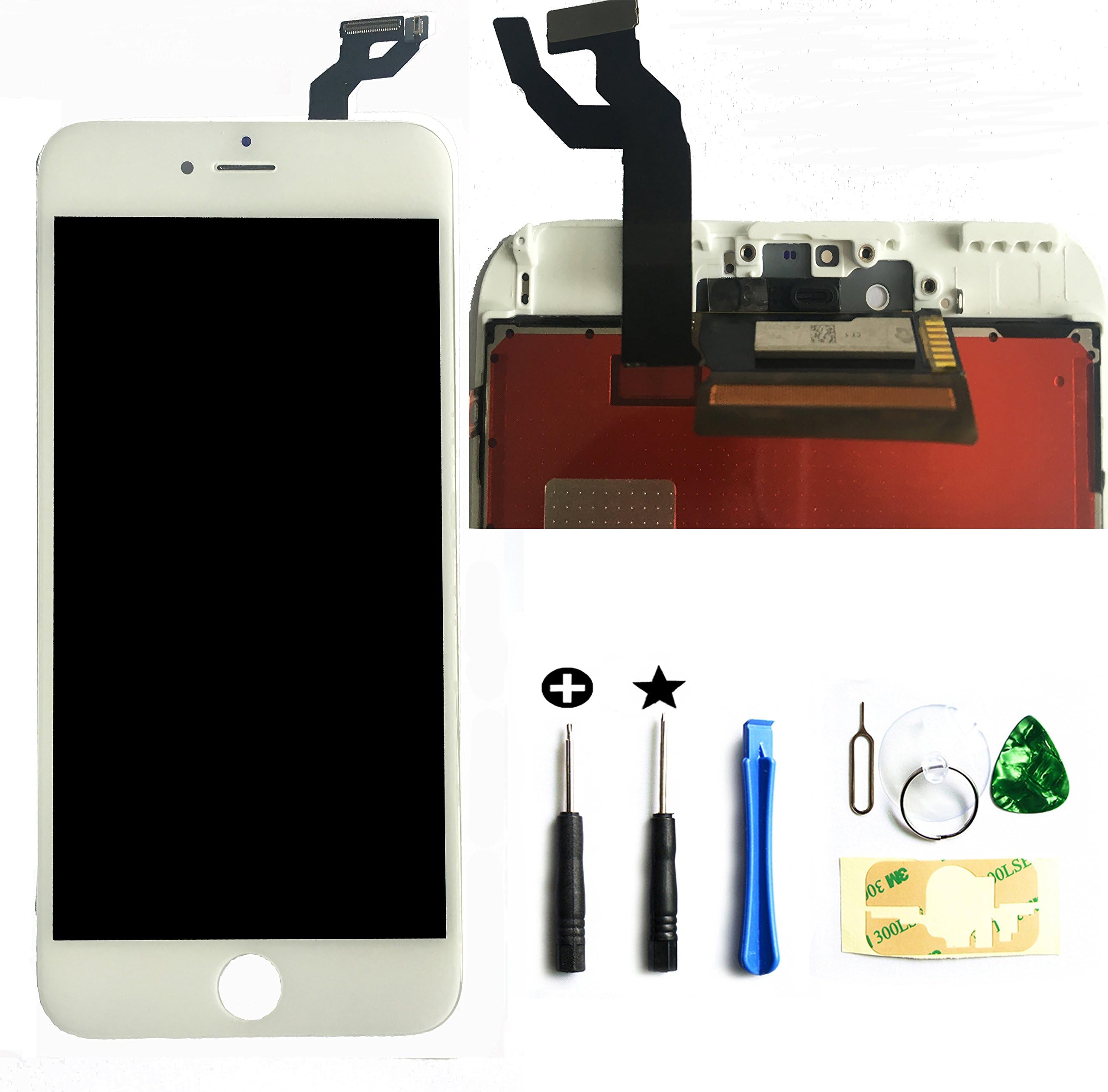 passionTR for iPhone 6s 4.7 Inch White HD Glass LCD Replacement Screen Digitizer Display Waterproof Screen Compatible with A1633, A1688, A1700 Include Repair Tools