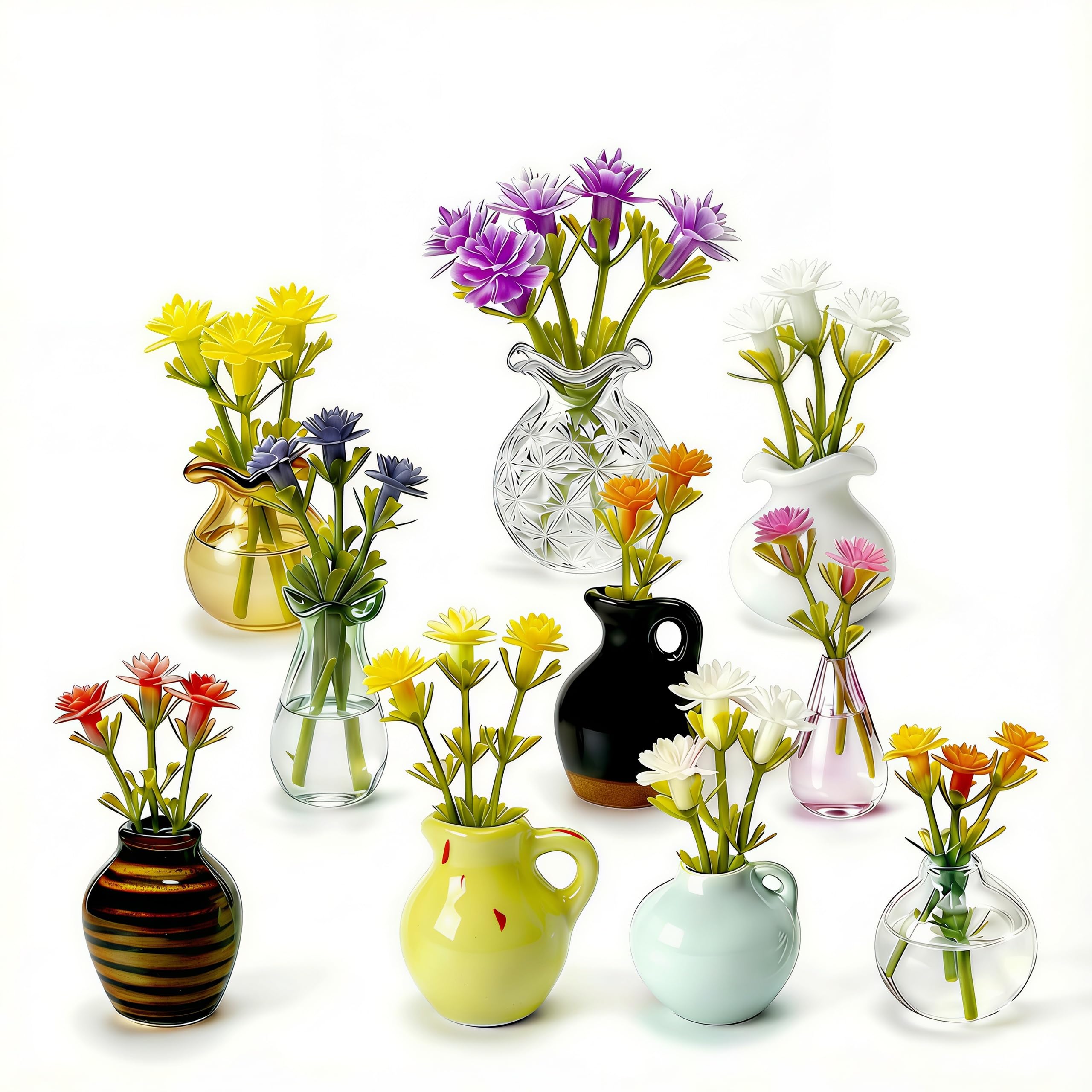 Photo 1 of 10-Pack Magnetic Mini Bud Vases Gift Set – Mixed Ceramic & Glass Holders for Fridge, Locker & Whiteboard – Upgraded Slam-Proof Magnets – Cute Bulk Gifts for Coworkers, Teachers & Office Decor