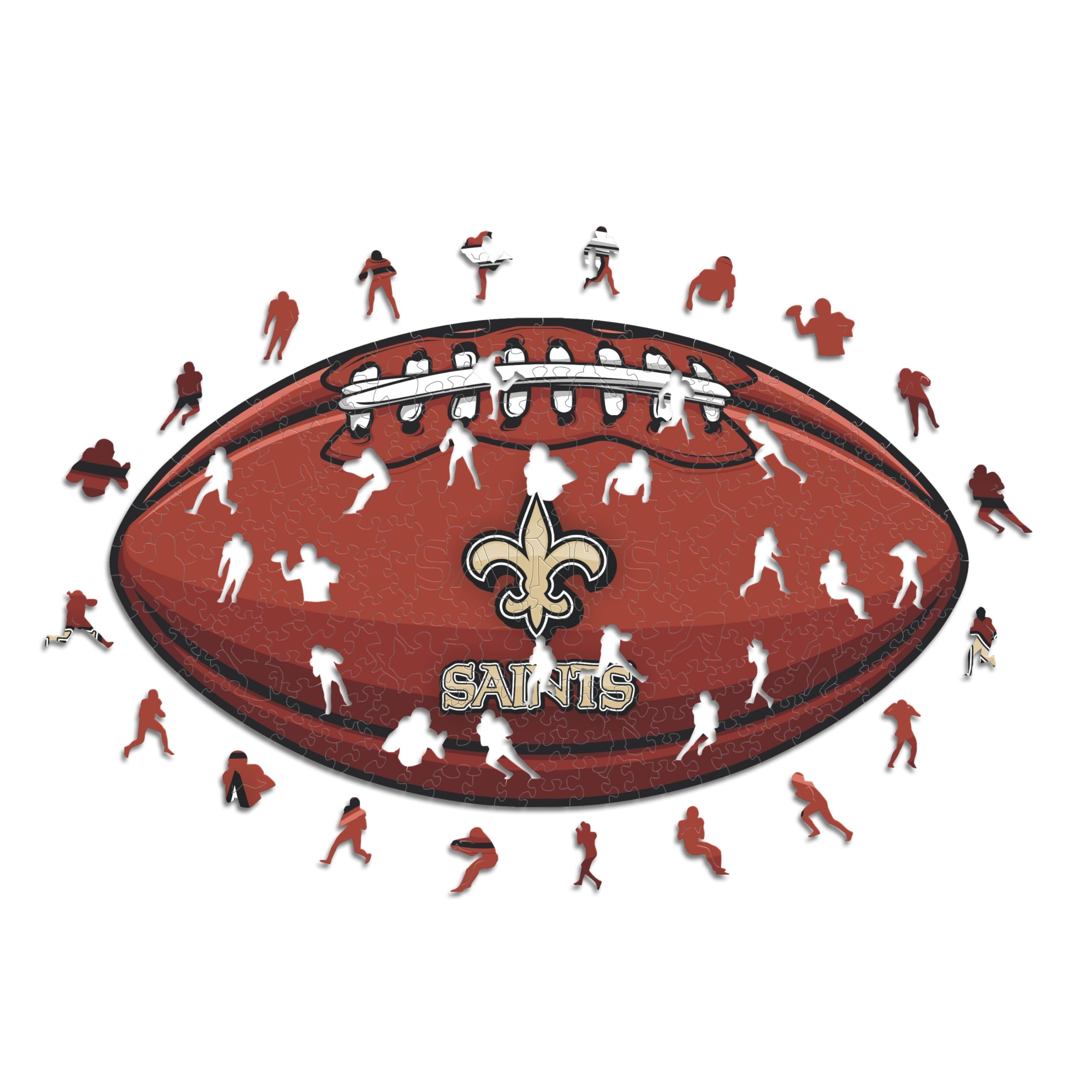 Iconic Puzzles, New Orleans Saints crest, 100% eco-sustainable wooden puzzle with official license NFL, size L, 500 pieces