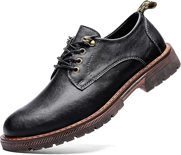 Amazon Rakuji 新 ブーツ メンズ 革靴 メンズ ワークブーツ カジュアルシューズ メンズ レースアップシューズ 紳士靴 ローカット ブラウン グレー ブーツ