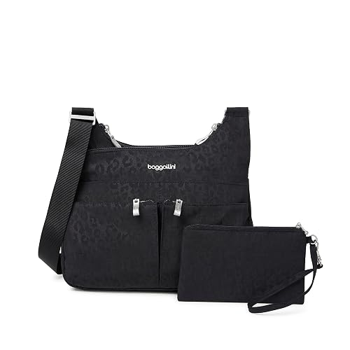 baggallini criss cross travel crossbody bag black cheetah one size Calais this versatile womens crossbody bag is built for daily wear and active lifestyles Baggallini crossbody sling bag -