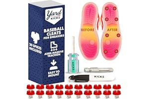 Yardkicks Traction Kit: DIY Baseball Softball Cleats for Your Shoes - Transform Sneakers Into Custom Cleats - Unisex Spikes - 20 Studs - Ideal Gift for Ball Players & Kids to Boost Field Traction