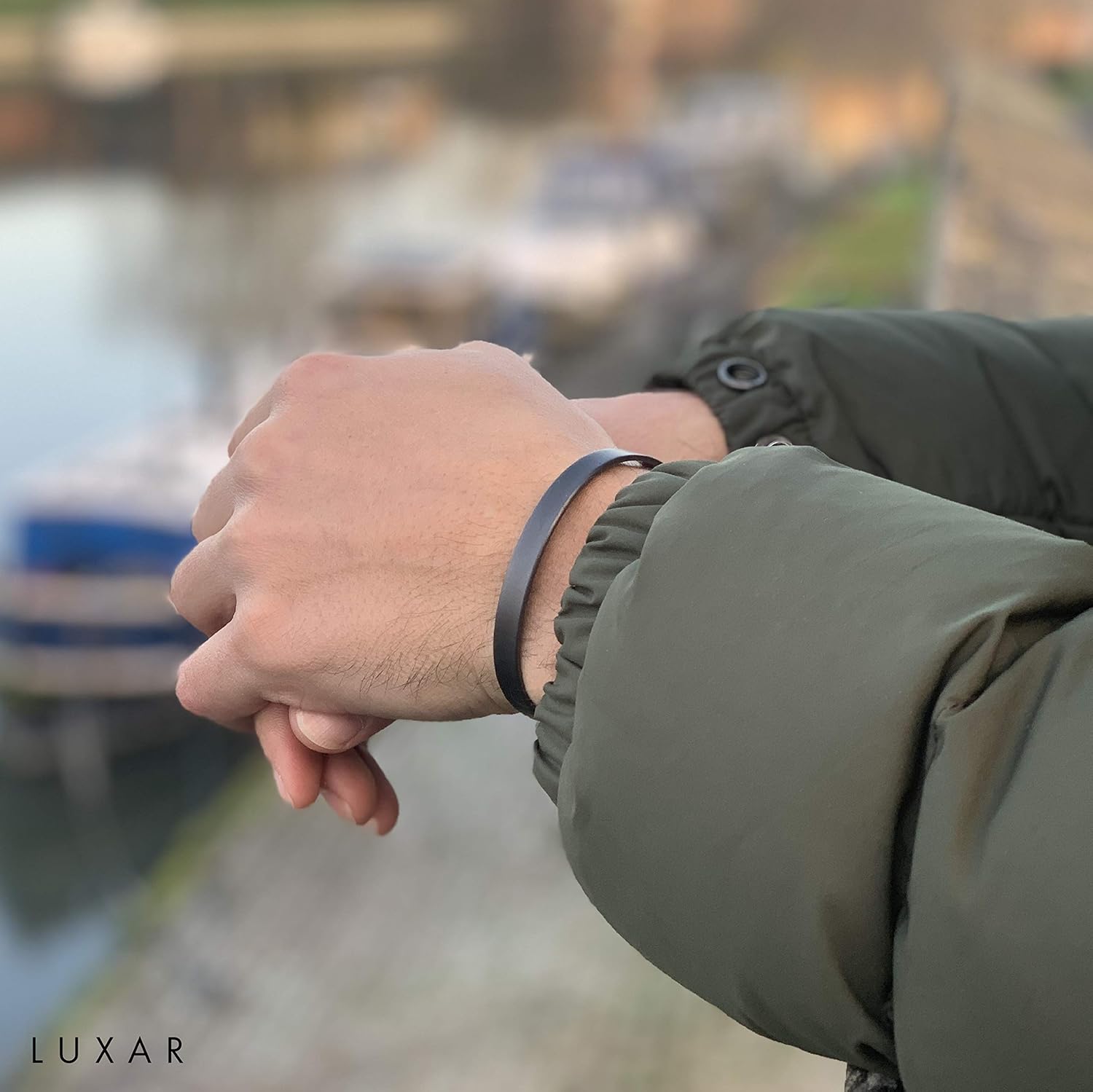 Luxar Men's Titanium Cuff Bracelet | Solid Titanium Minimalist Bracelet Designed for Men | Available in Medium and Large Sizes | Explore The World of Luxar (Brushed Gunmetal Gray | Large): Jewelry