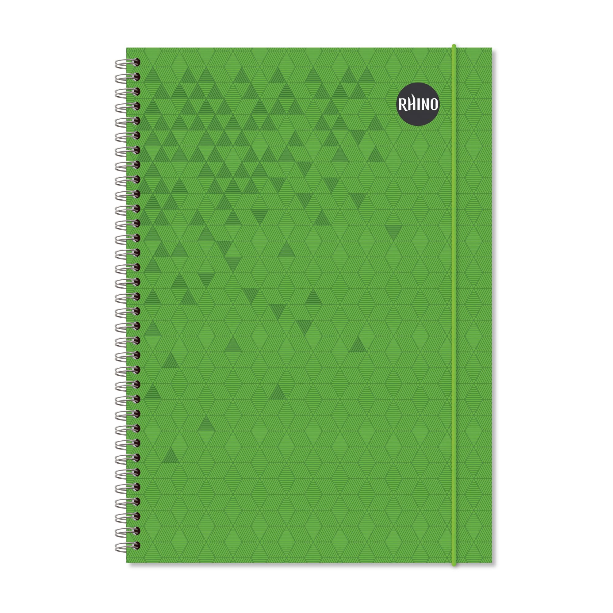 Rhino A4 Notebook with Elastic Book Marker, 200-Page / 8mm Lined Writing Book, 1-Pack, Hardback & Spiral Notepad, School & Office Stationery Supplies