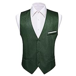Barry.Wang Mens Emerald Green Suit Vest Striped