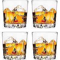 GLASKEY Whiskey Glasses Set of 4, 8 Ounce Stylish Lead-free Cut Crystal Drinking Short Tumblers Lowball Glassware for…