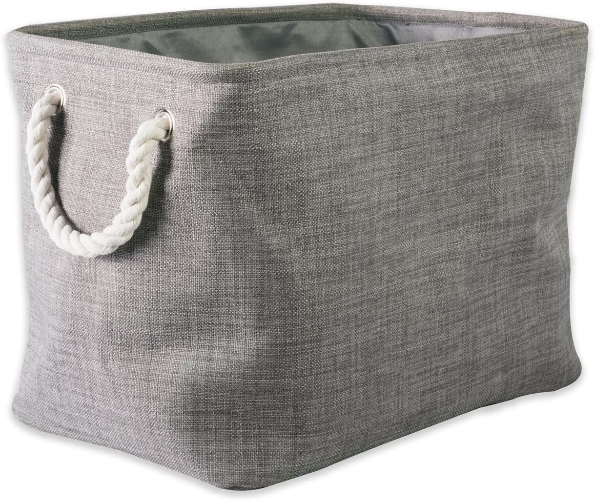 DII, Collapsible Variegated Polyester Storage Bin with Cotton Handles Small Gray