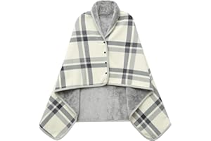 XING YE CHUAN Fleece Wearable Blanket, Comfy Poncho Throw with Buttons, Plush Sleeveless Blankets, for Women Cape Wrap Cover…