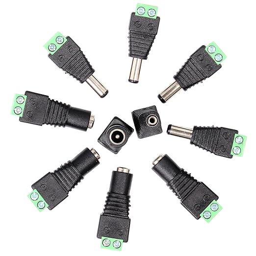 Neuftech® 5X DC Stecker + DC Buchse 2,1 x 5,5 mm Adapter Stecker Schraubstecker Schraubklemmen für LED Strips