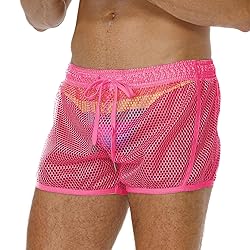 FIROTTII Mens Mesh Shorts Sexy Boxers See Through