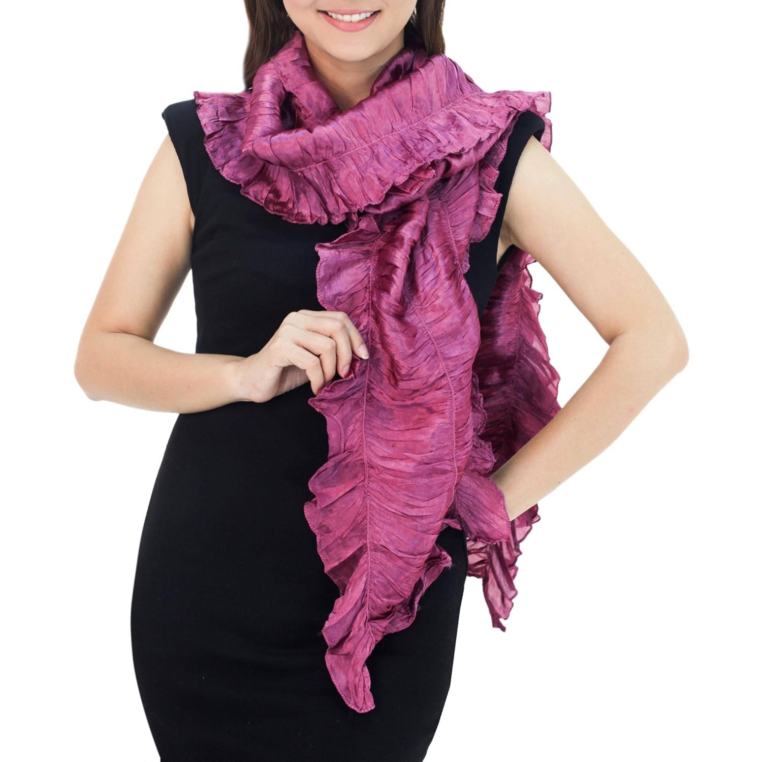 NOVICA Purple Thai Scarf, Aubergine Extravaganza' at Amazon Women’s