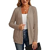 GRECERELLE Women's Lightweight Cardigan Sweater Casual Long Sleeve Knit Cardigan Open Front Outwear Jacket with Pockets