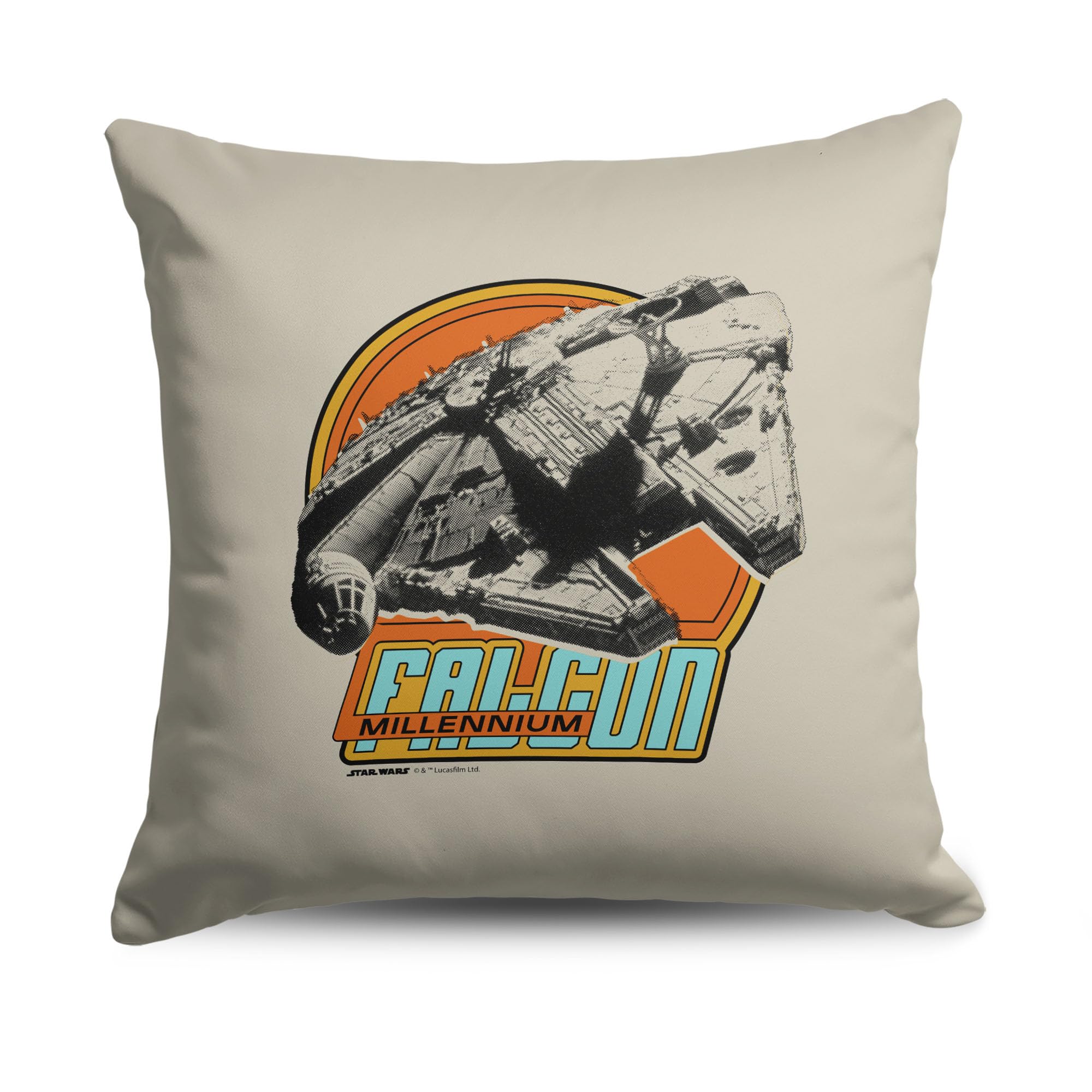 Northwest Retro Millennium Falcon Throw Pillow, Star Wars Decorative Cushion with Vintage Comic-Styl