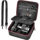casmilee Camera Case for Sony Alpha ZV-E10 Alpha a6400/ a6700/ a6100/ a6000/ a6600/ a6500 Mirrorless Digital Camera, Hard Travel Bag with a Shoulder Strap for Lens &amp; Accessories (Black, Medium)