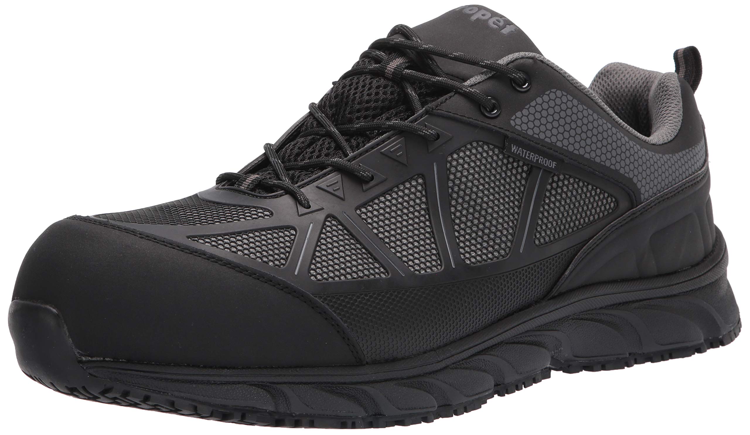 Propét Men’s Seeley II Composite Toe Work Shoes, Black/Grey, 13 Medium US