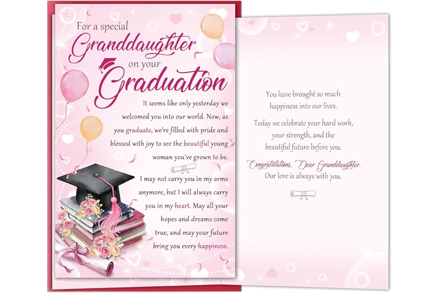 Nicavvi Graduation Card for Granddaughter, Heartfelt Granddaughter Graduation Card Gift from Grandma Grandpa, Proud of You Cards for Her