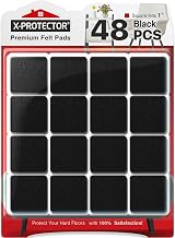 X-Protector Chair Pads 48 pcs 25mm Felt Furniture Pad Black Square