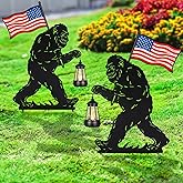Pawatee Solar Garden Stake Decorative Lantern for Outdoor, 2 Pack Metal Bigfoot Silhouette Lights for Lawn, Pathway, Patio, Yard Outdoor Decor Gifts for Women Mom and Grandma