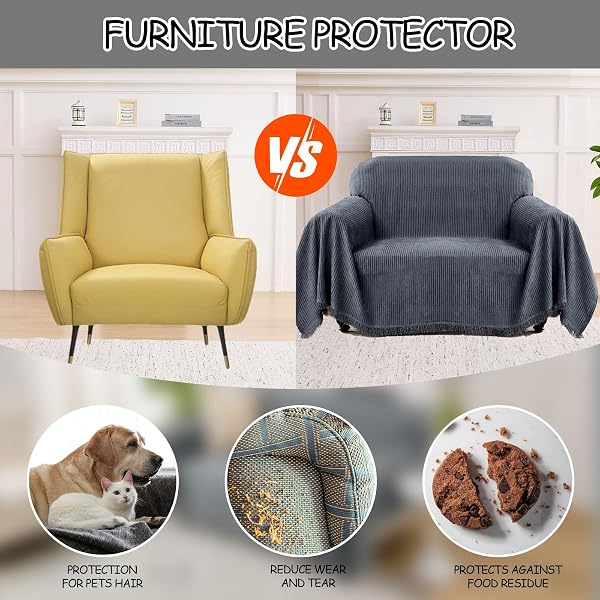 LOMAO COUCH COVER SOFA COVERS FOR 3 CUSHION SECTIONAL COUCH COVERS L SHAPE COUCH COVER WITH TASSEL SOFA PROTECTOR WASHABLE REVERSIBLE CHENILLE SOFA SLIPCOVER FOR PET (DARK GREY,SMALL(71 * 91))