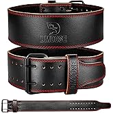DMoose Fitness Weight Lifting Belt for Lower Back Support - 5mm Thick Genuine Leather Gym Belt for Squats, Deadlifts & Powerlifting - Double Prong Buckle with 10 Holes Adjustability for Men & Women