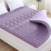 MUXHOMO 3 Inch 7-Zone Queen Mattress Topper, Egg Crate Foam Mattress Topper Queen Size for Back Pain, Lavender Cooling Gel In