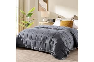 downluxe Queen Size Blanket with Satin Trim, Lightweight Down Alternative Blankets Queen Size for All Season, Machine Washable (Grey, 90x90 Inch)
