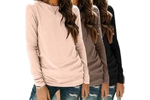 Zeagoo 3 Pack Long Sleeve Shirts for Women Trendy Loose Fit Crewneck Basic Tee Tunic Tops Fall Outfit Clothes
