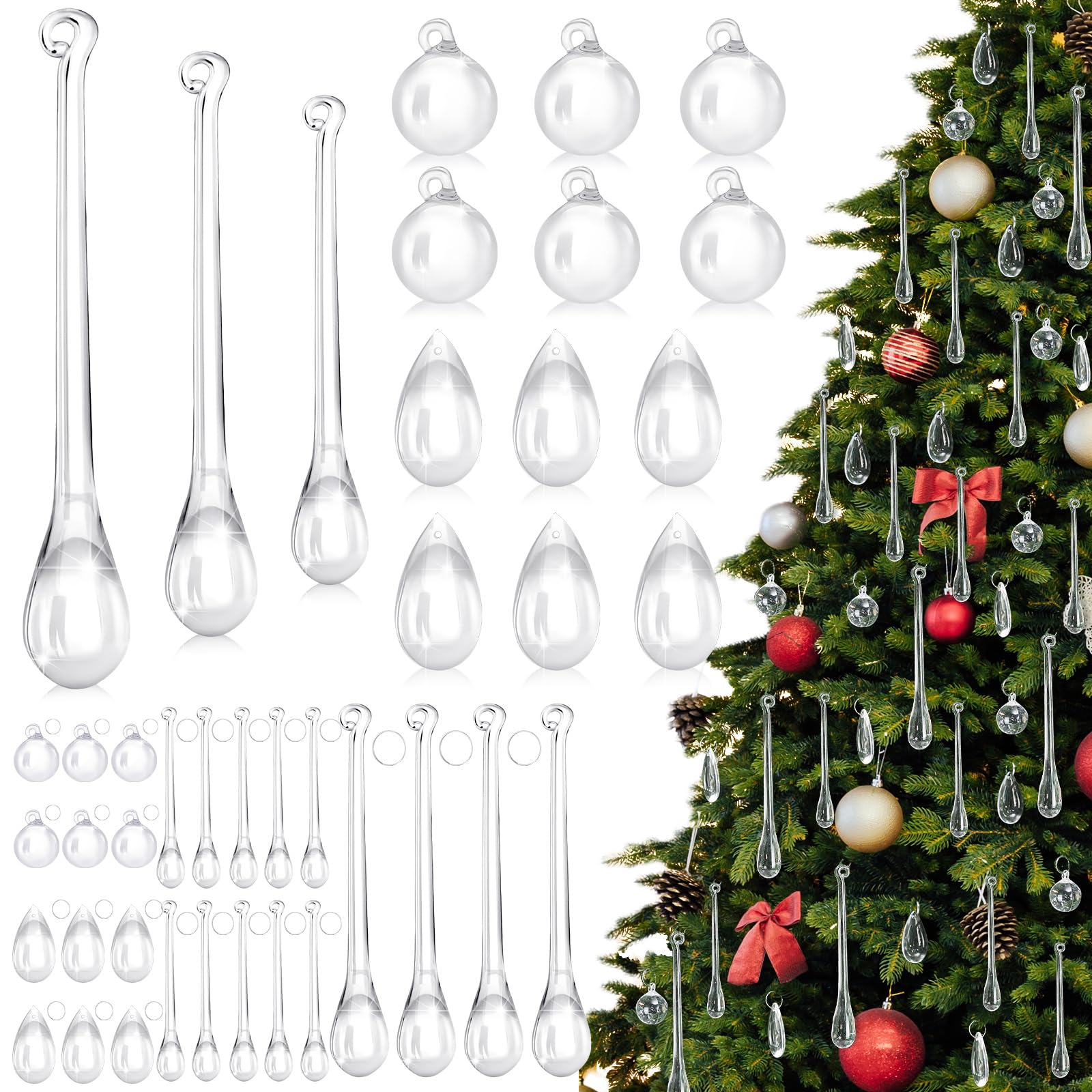 Glass teardrop christmas tree ornaments