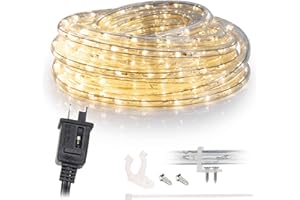 WYZworks 576LEDs, 50ft LED Outside Rope Lights, Waterproof Permanent Outdoor ETL Certified Connectable Clear Tube, Christmas Palm Tree Holiday Decorative Landscape Patio Accent Lighting - Warm White