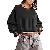 ANRABESS Womens Cropped Sweatshirts Oversized Crewneck Long Sleeve Tops 2026 Spring Winter Loose Pullover Teen Girls Clothes