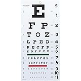 Grafco 1240 Snellen Hanging Eye Chart, 20' Distance, Non-Reflective, Matte Finish with Green and Red Color Bar