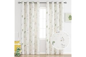 CUCRAF Kids Dinosaur Curtains 84 Inches Long for Boys Bedroom Dino Cartoon Cute Animal Colorful Grommet Curtain Printed Thermal Insulated Noise Reducing Living Room Divider Window Drapes,52W x 84L,2 Panels