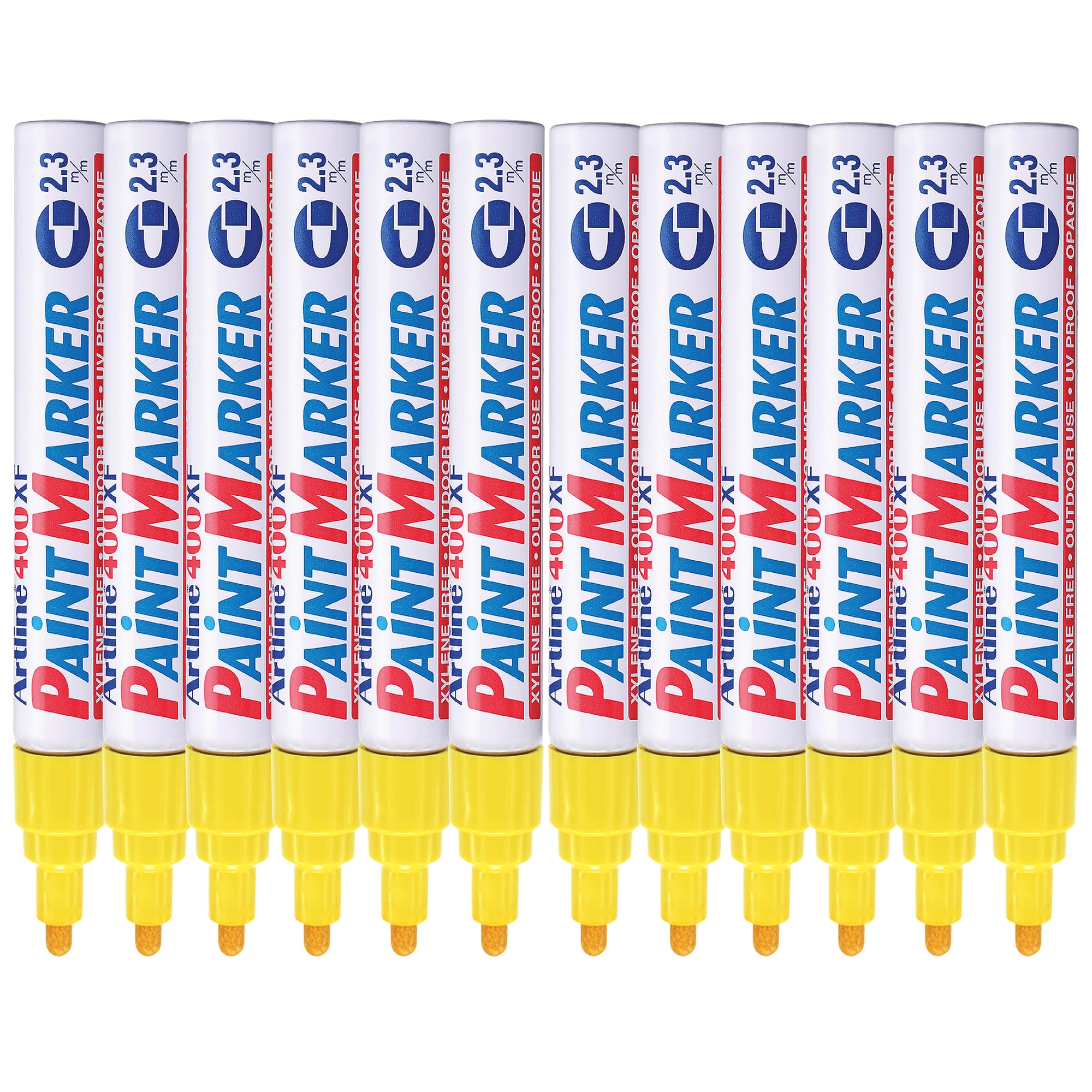 Artline 400 Paint Markers for Outdoor or Industrial Use Bullet Tip 2.3mm Line Yellow Ref A4006 [Pack of 12]