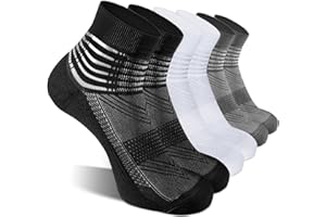 Compression Ankle Support Socks Men Women Running Wicking Cushioned Athletic Plantar Fasciitis Relief 3 Pairs