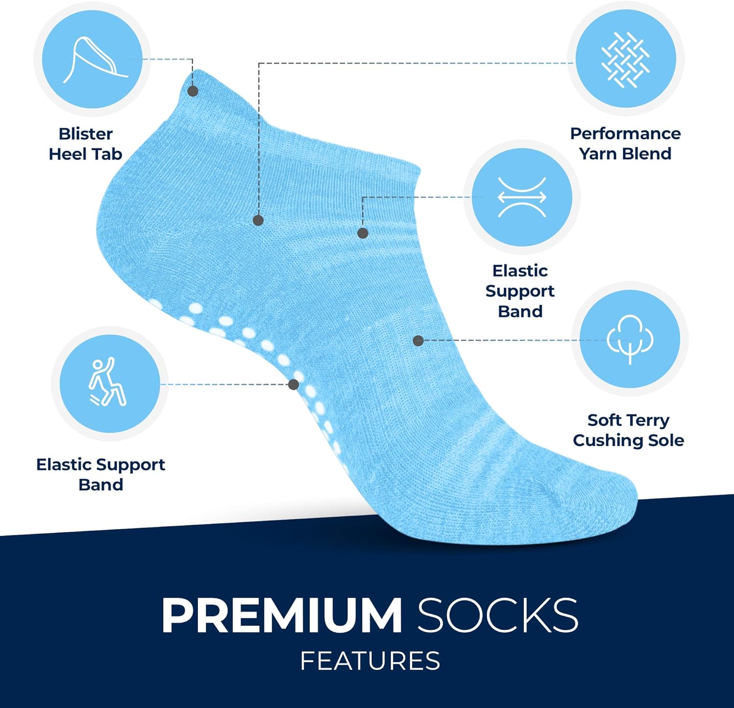 Pembrook Non Slip Grip Yoga Socks | Non Skid Hospital, Barre, Pilates, Maternity, Ballet, Women & Men (6 Pairs): Clothing
