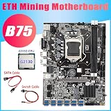 Nicfaky B75 Mining Motherboard LGA1155 12x PCIe USB 3.0 G2130 CPU DDR3 BTC view 3