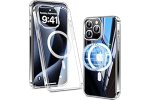 Humixx Magnetic Clear for iPhone 15 Pro Max Case, [Compatible with MagSafe] [Non-Yellowing] Slim Fit Yet Protective Anti-Fingerprints Shockproof Bumper with Airbag Cover 6.7 inch - Crystal Clear