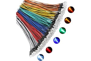 Juasky 120pcs Pre Wired Led Diode 5mm,12v Led Light Emitting Diodes Kit White Red Blue Green Yellow Orange