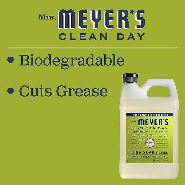 MRS. MEYER’S CLEAN DAY LIQUID DISH SOAP REFILL, BIODEGRADABLE FORMULA, LEMON VERBENA (48 FL OZ (PACK OF 1))