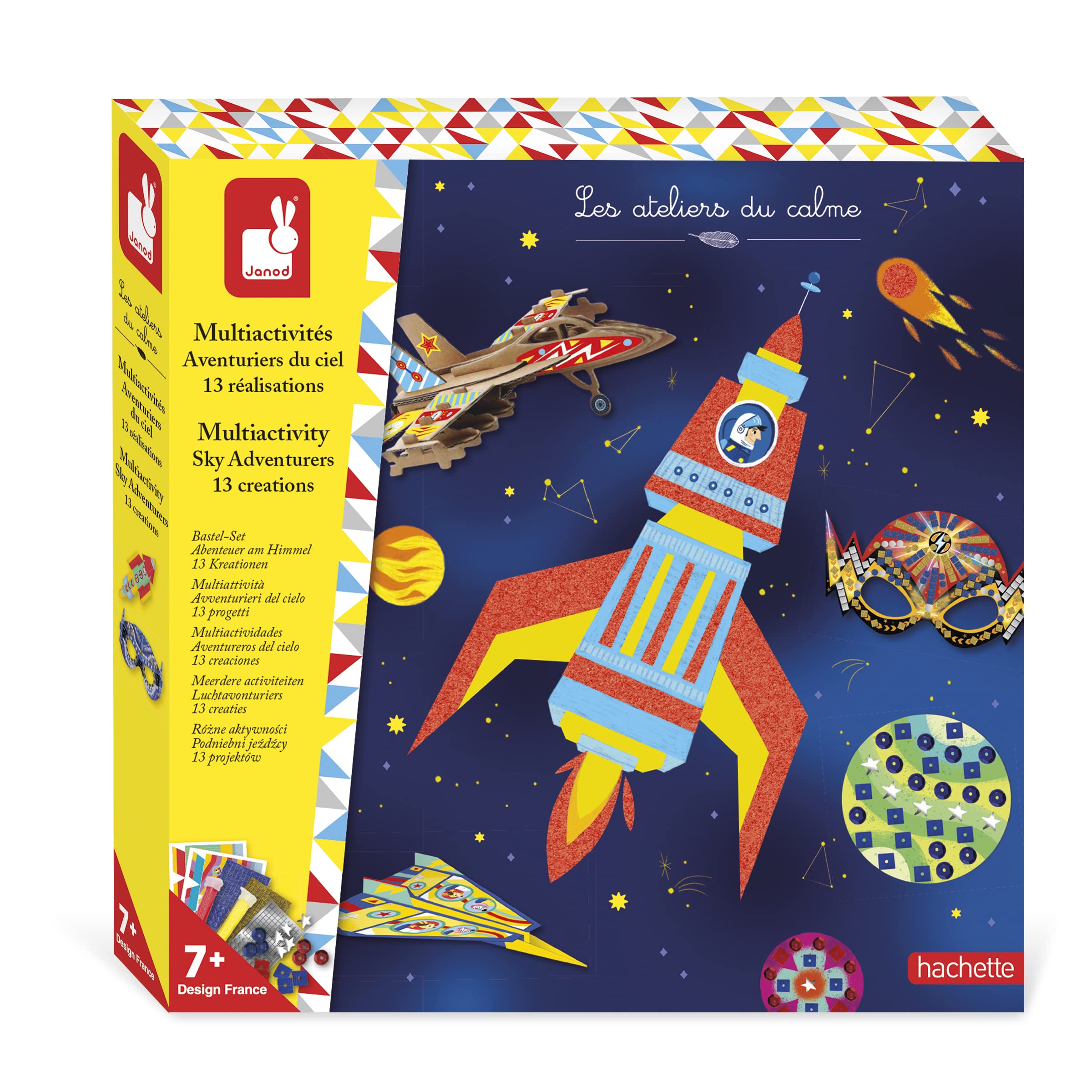 Janod - Multi-Activity Set - 13 Sky Adventurer Creations - Les Ateliers du Calme - Children’s Arts &Crafts Kit - Fine Motor Skills & Concentration - 7 Years +, J07876