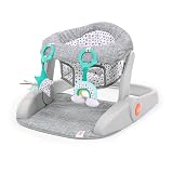 Bright Starts Learn-to-Sit Baby Floor Seat, 2-Positions Grow with Infant, Portable Baby Chair, Includes Sensory Toys, Unisex, 4-12 Months, Gray