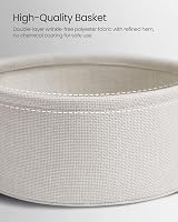 VASAGLE Round End Table with Fabric Basket Cement Grey Cloud White LET223G49 view 6