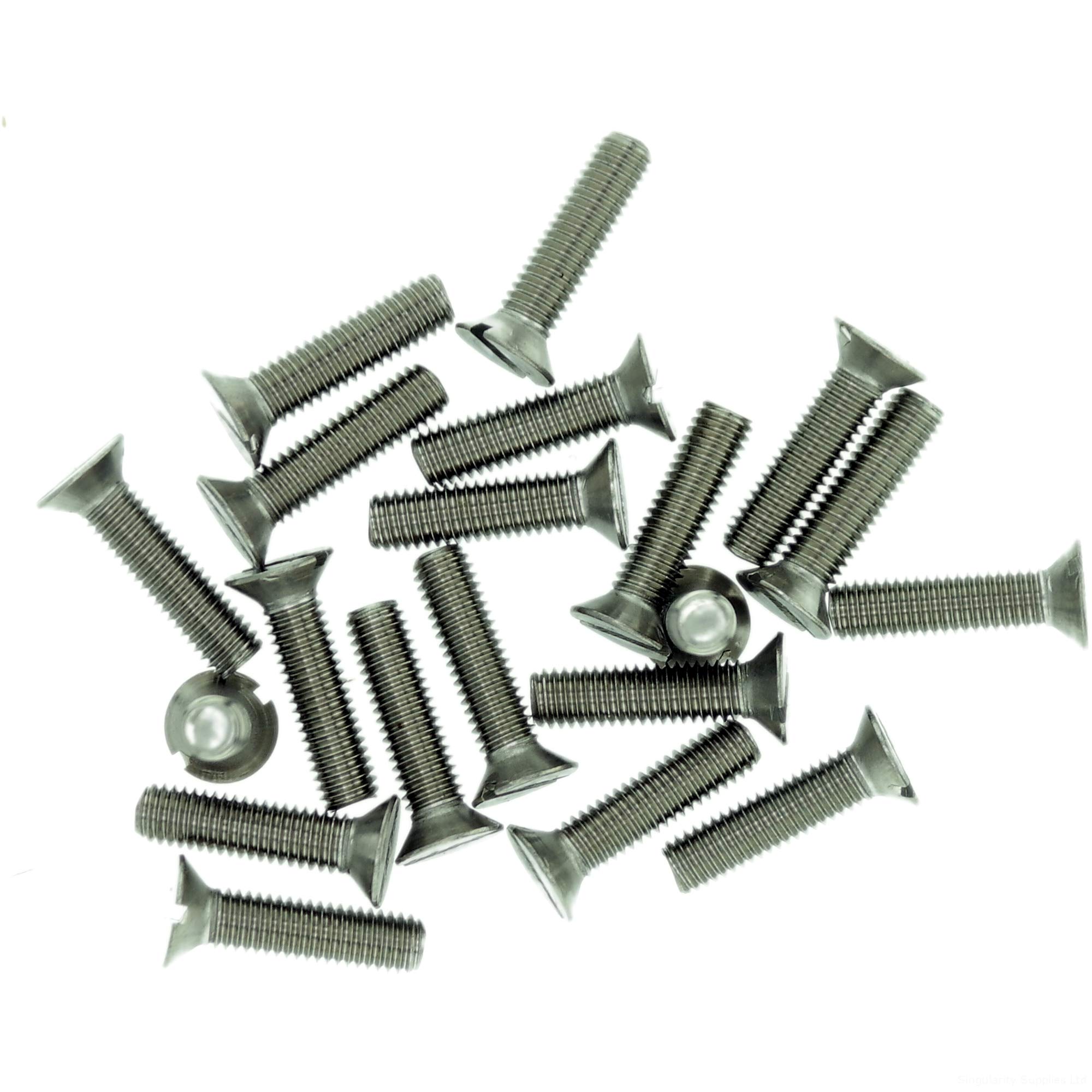 M1.2 (1.2mm x 10mm) Slot Countersunk Machine Screw (Bolt) - Stainless Steel (A2) (Pack of 20)