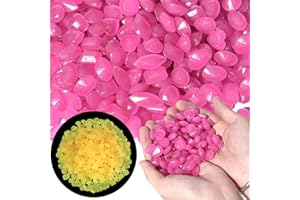 OUN NANA Glow in The Dark Rocks 1000 PCS Glow Rocks Outdoor Garden Decoration Pebbles Gem Shape Luminous Stones for Outside Patio Yard Fish Tank Aquarium Flower Bed Vase Potted Plant Decoration (Pink)