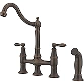 Pfister Courant Kitchen Faucet with Side Sprayer, 2-Handle, High Arc, Rustic Bronze Finish, F0314COU