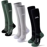 musesox Compression Socks for Women and Men,15-20 mmHg Support(3 Pairs) | Knee High,Graduated Compression,L/R Foot Labels,Breathable Fabric,Best for Flying/Nurses/Travel/Cycling/Pregnancy/Daily Wear