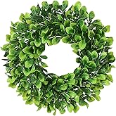 Lvydec Artificial Green Leaves Wreath - 10" Mini-Sized Boxwood Wreath for Window Wall Decor Front Door Home Decoration