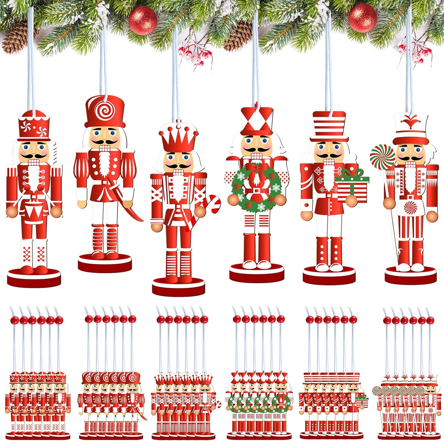 Nutcrackers - 36 Pieces Christmas Nutcrackers Decorations Nutcracker Ornaments Wooden Hanging Christmas Decorations Nutcracker Figures (Candy Style)