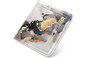 TMOODEL Wallet Women, Cute Marble Rfid Blocking Small Wallets Woman, Slim Credit Card Holder Wallet for Women, Leather Thin Billfold Compact Bifold Pocket Mini Purse with ID Window, Gray Womens Wallet